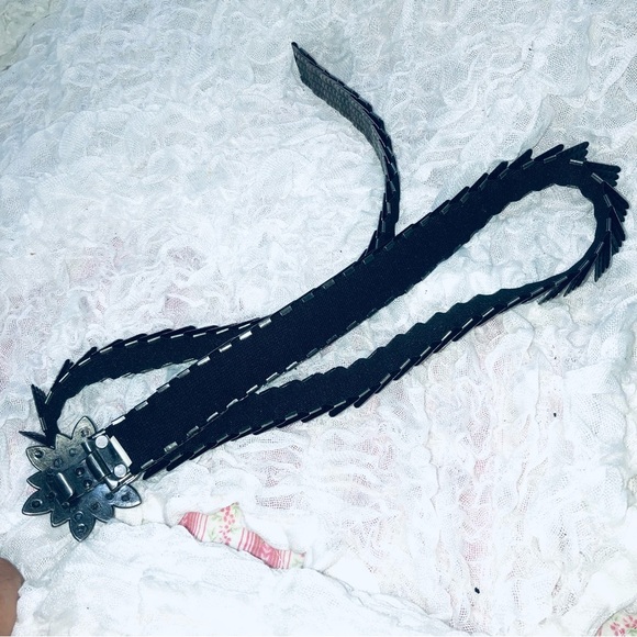 Sophisticated Black and Silver fish scale style. Bohemian style belt with bling - Picture 6 of 7